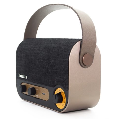 Altavoz Bluetooth Portable Aiwa Rbtu-600 Bt 5.0 Aux Usb 10w Rms Microfono Bateria 6 Horas  Estilo Vintage 