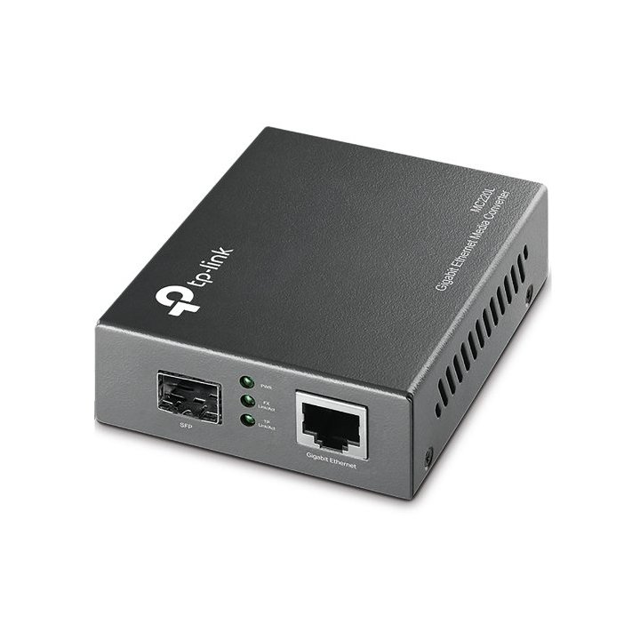 Convertidor Fibra Tp-link Mc220l Rj45 Giga A Ranura Sfp Giga Minigbic Montaje En Chasis