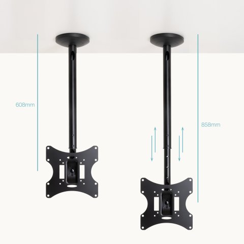 Soporte De Techo Tooq Lpce2301tsli-b Pantalla 23-42" Max. 30kg Vesa Max. 200x200 Giro 180º Negrodistancia Techo 608-858 Mm