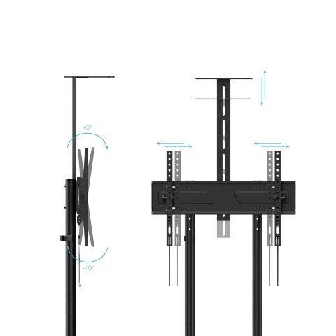 Soporte De Suelo Con Ruedas Tooq Fs1151m-b Pantallas De 37" - 70" Max 70kg Vesa Max. 600x400 Bandejamedia Y Superior Negro