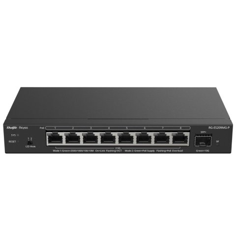 Switch Gestionable L2 Ruijie Rg-es209mg-p 9p 8xrj45 2.5gb 1xsfp 10ge 8xpoe 130w Gestion En La Nube