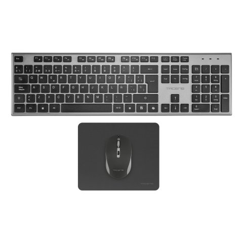 Teclado Mouse Y Alfombrilla Wireless Tacens Zenith Low Profile Tecla Copilot 3200dpi Italiano Negro 