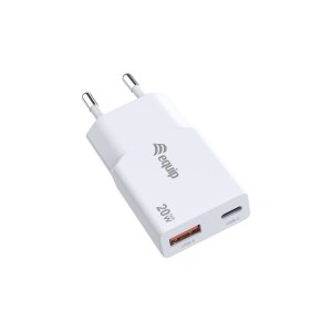 Cargador Usb Equip 245522 Gan 20w 1xusb-c Pd 1xusb-a Slim Color Blanco 