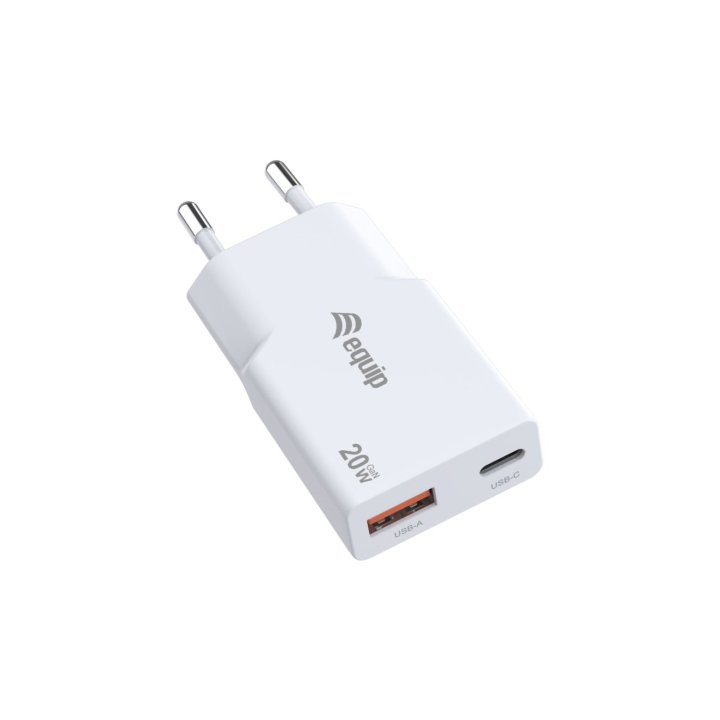 Cargador Usb Equip 245522 Gan 20w 1xusb-c Pd 1xusb-a Slim Color Blanco 