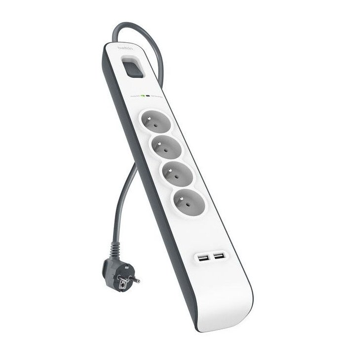 Regleta Alimentacion Belkin Bsv401vf2m-v2 4 Tomas 2xusb Proteccion Sobretension Cable 2m