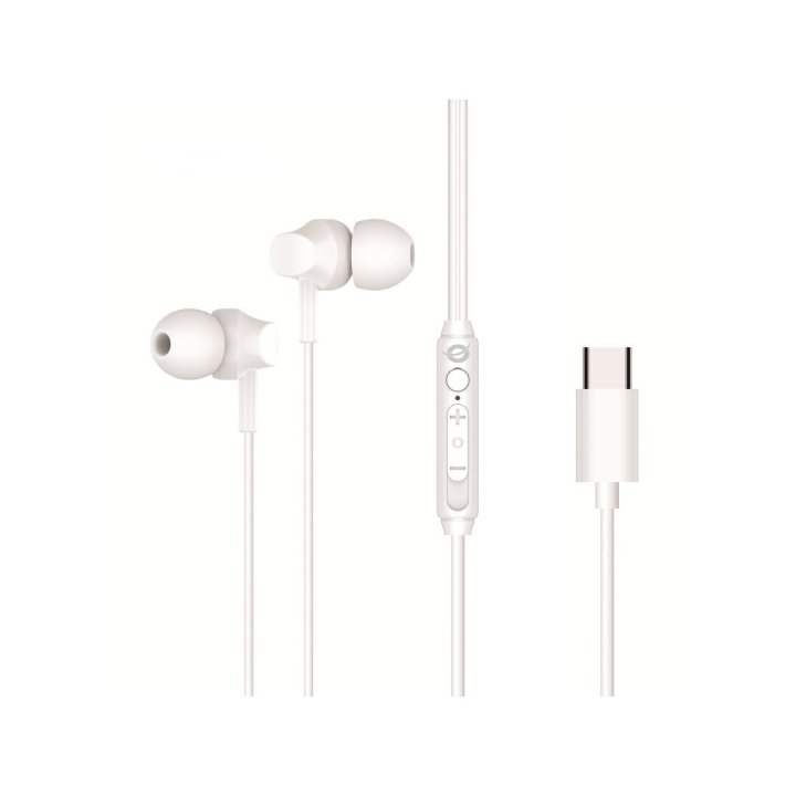 Auricular Intrauditivo Usb-c Conceptronic Brendan03w 1.2m Microfono Controles Color Blanco