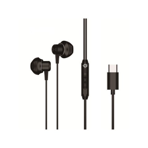 Auricular Intrauditivo Usb-c Conceptronic Brendan04b 1.2m Microfono Controles Color Negro