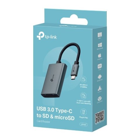 Card Reader Externo Usb-c Tplink Ua440c 1xsd 1xmicrosd 4.0 Carcasa De Aluminio