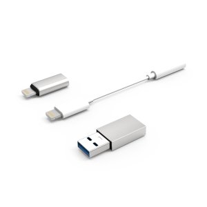 Adaptador Lightning Coolbox Kit De Conectividad 3 Adaptadores A Usb-c Usb-a Y Jack  2
