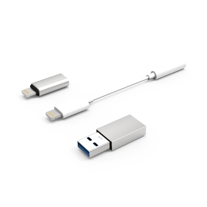 Adaptador Lightning Coolbox Kit De Conectividad 3 Adaptadores A Usb-c Usb-a Y Jack 
