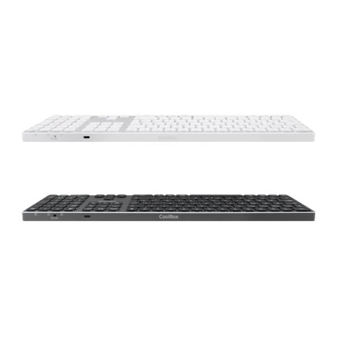 Teclado Coolbox Wireless Retroiluminado Moonlight Bt + Rf Aluminio Recargable Color Blanco