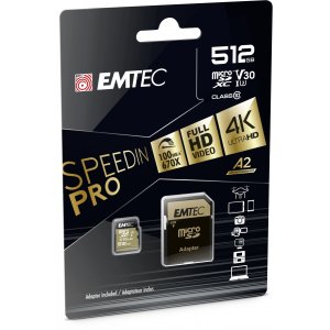 Memoria Sd Micro 512gb Emtec Speedin Pro 100mb s Sd + Adapter Class 10 Uhs1 U3 V30 Ecmsdm512gxc10sp 2