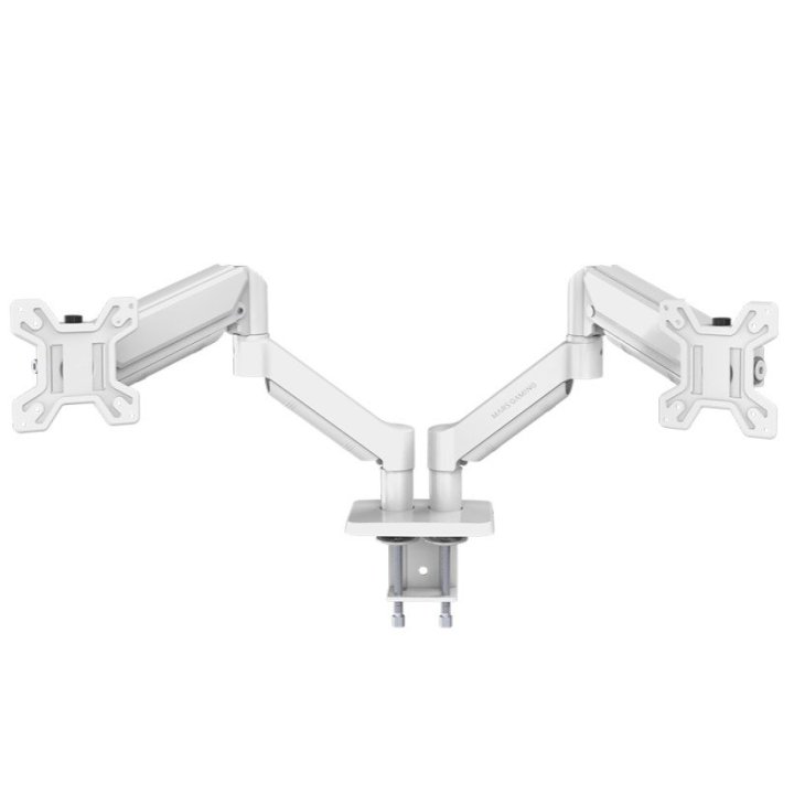 Soporte De Mesa Gas Mars Gaming Marmpro2 2 Pantallas 13" A 27" Max 10kg Vesa 75x75 100x100 Blanco