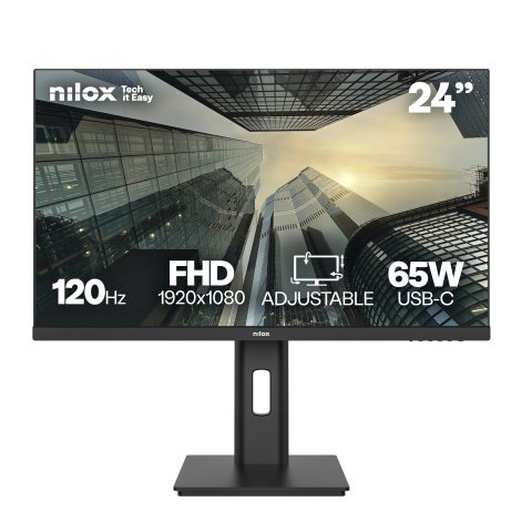 Monitor 24" Usb-c Dp Hdmi Nilox Nxm24reg12065 Fhd 120hz 4ms 250cd m² Usb-c 65w Vesa 100x100 Regulable Y Giratorio