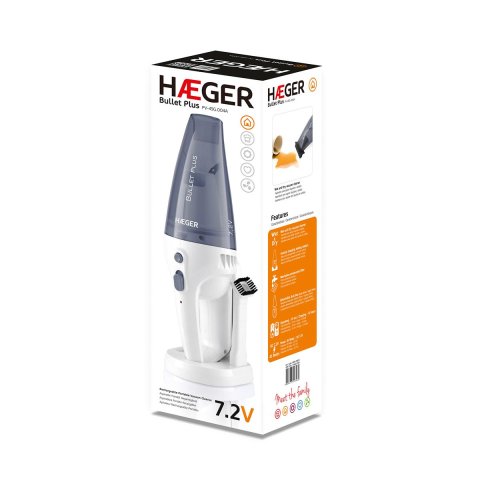 Aspirador De Mano Haeger Bullet Plus 40w Recargable Para Solidos Y Liquidos Base De Carga Blanco