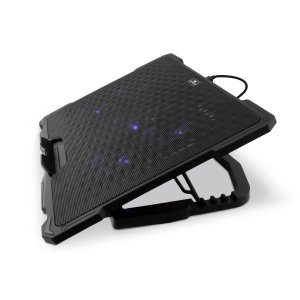 Base De Refrigeracion Para Portatiles Coolbox Hasta 17" 5 Ventiladores Regulables Led Azul 4 Alturasnegro