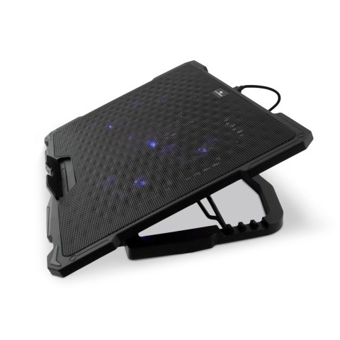 Base De Refrigeracion Para Portatiles Coolbox Hasta 17" 5 Ventiladores Regulables Led Azul 4 Alturasnegro