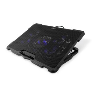 Base De Refrigeracion Para Portatiles Coolbox Hasta 17" 5 Ventiladores Regulables Led Azul 4 Alturasnegro 2