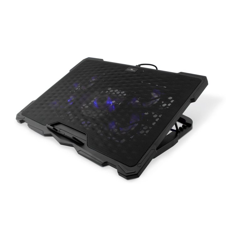 Base De Refrigeracion Para Portatiles Coolbox Hasta 17" 5 Ventiladores Regulables Led Azul 4 Alturasnegro