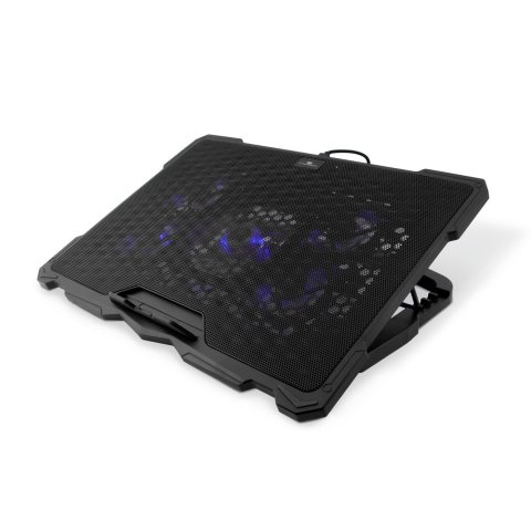 Base De Refrigeracion Para Portatiles Coolbox Hasta 17" 5 Ventiladores Regulables Led Azul 4 Alturasnegro