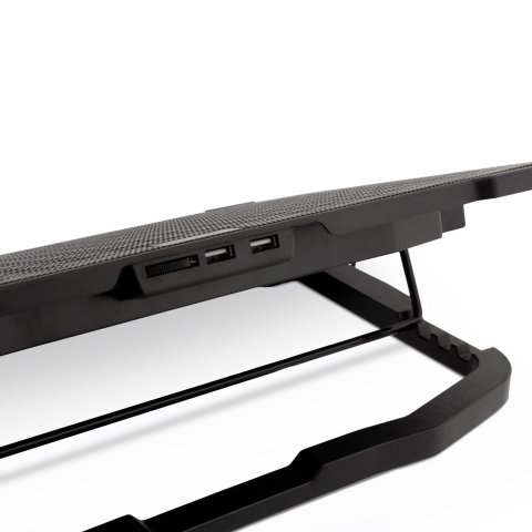 Base De Refrigeracion Para Portatiles Coolbox Hasta 17" 5 Ventiladores Regulables Led Azul 4 Alturasnegro