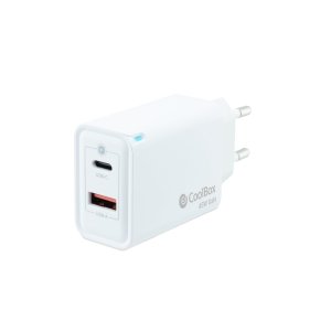 Cargador Usb Gan Coolbox 45w 1xusb-c 1xusb-a Color Blanco