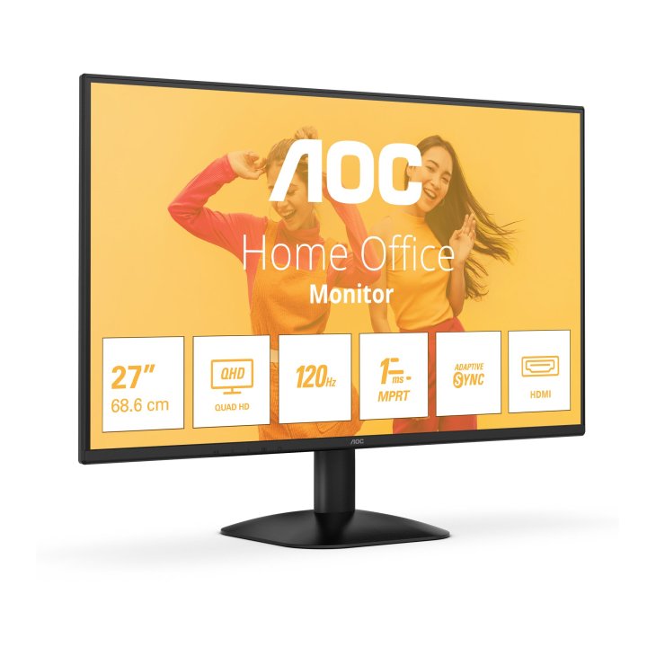 Monitor 27" Dp Hdmi Aoc Q27b35s3 Ips Qhd 2560x1440 4ms 120hz Vesa 100x100 Negro