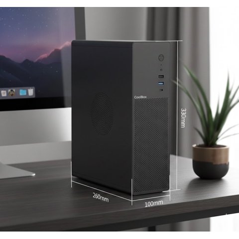 Caja Microatx Slim Coolbox Pct100-0 Usb-c 3.2 Gen1 Full Metal Sin Fuente+ 1vent 90mm
