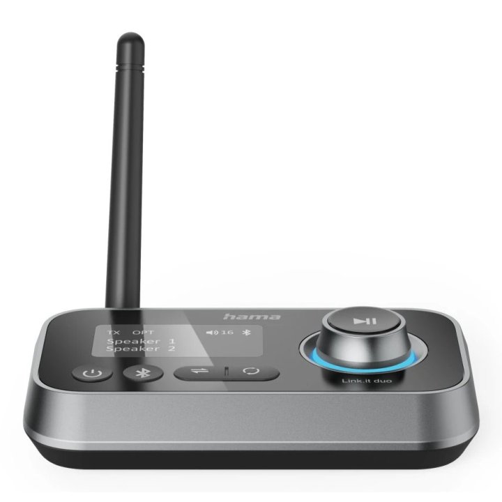 Adaptador Bluetooth Hama Link.it Duo Transmisor Receptor  Jack 3.5mm Usb-c 1m Lcd Controles 