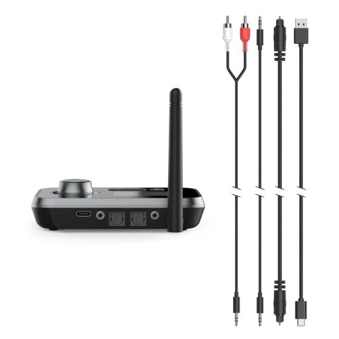 Adaptador Bluetooth Hama Link.it Duo Transmisor Receptor  Jack 3.5mm Usb-c 1m Lcd Controles 