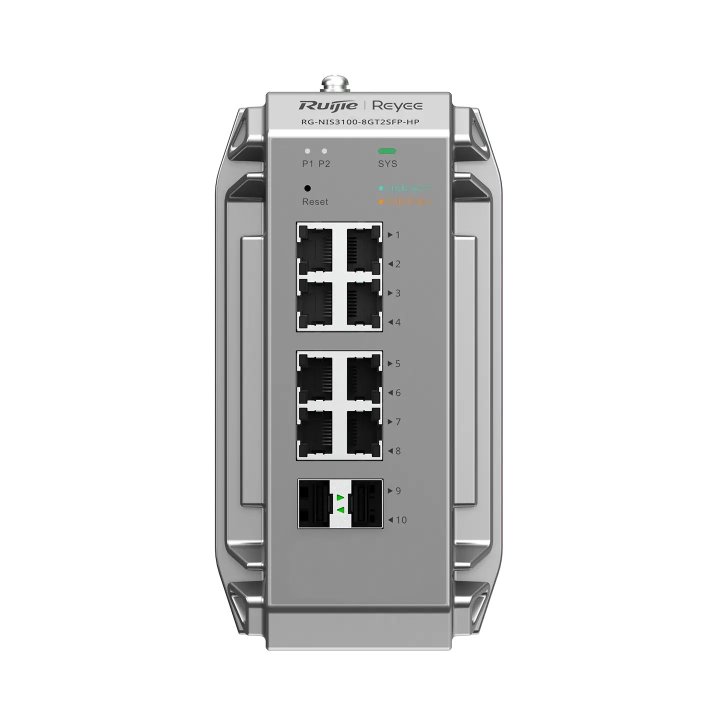 Switch Gestionable L2 Industrial Ruijie Rg-nis3100-8gt2sfp-hp 8xpoe+ 240w Gb 2xsfp Ge Carril Din