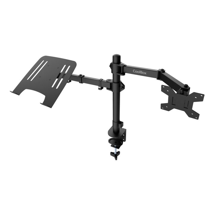Soporte De Mesa Coolbox Mp01 Para 1 Pantalla Hasta 32" Y Un Portatil Hasta 17" Color Negro