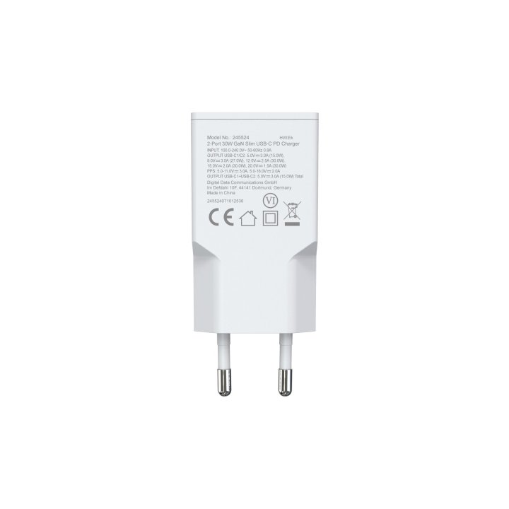 Cargador Usb Equip 245524 Gan 30w 2xusb-c Pd Slim Color Blanco 