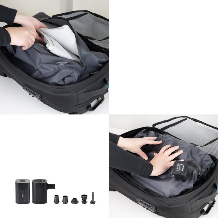 Mochila Viaje Tooq Tqbp-v101-bk Portatil 17" Compresion Vacio Bomba Aire 30-55l Negra