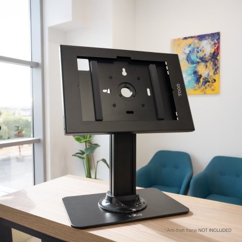 Soporte Para Tablet Tooq Tqatc2601-b Color Negro Mesa Marco Antirrobo Inclinable Vesa 75x75