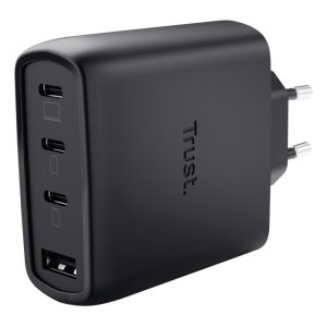 Cargador Usb Gan Trust Maxo 65w 3xusb-c Pd 1xusb-a Incluye Cable Usb-c 2m Negro