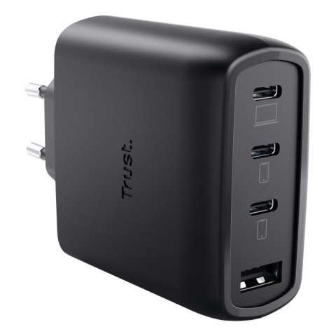 Cargador Usb Gan Trust Maxo 65w 3xusb-c Pd 1xusb-a Incluye Cable Usb-c 2m Negro