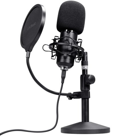 Microfono Trust Usb Gxt 269 Emita Ii Cardioide Soporte Metal Antivibracion Mute Negro