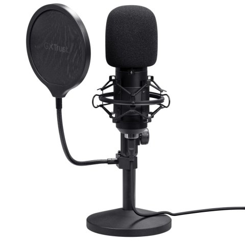 Microfono Trust Usb Gxt 269 Emita Ii Cardioide Soporte Metal Antivibracion Mute Negro