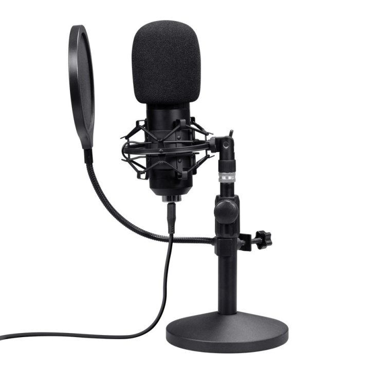 Microfono Trust Usb Gxt 269 Emita Ii Cardioide Soporte Metal Antivibracion Mute Negro
