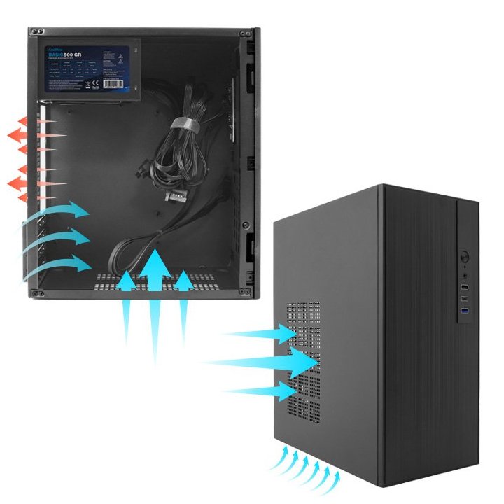 Caja Micro Atx Coolbox M460 Gpu Max 250mm 1x3.5 2.5 1x2.5 2.5 Usb-c 3.2 Sin F.a Color Negro