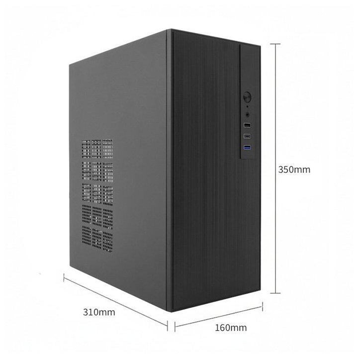 Caja Micro Atx Coolbox M460 Gpu Max 250mm 1x3.5 2.5 1x2.5 2.5 Usb-c 3.2 Sin F.a Color Negro