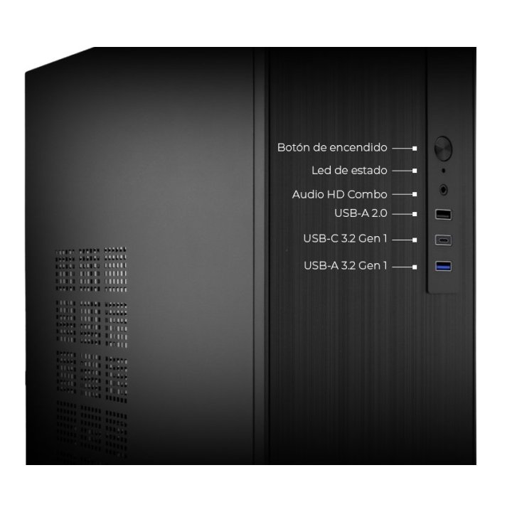 Caja Micro Atx Coolbox M460 Gpu Max 250mm 1x3.5 2.5 1x2.5 2.5 Usb-c 3.2 F.a Basic 500w Color Negro