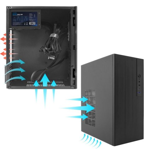 Caja Micro Atx Coolbox M460 Gpu Max 250mm 1x3.5 2.5 1x2.5 2.5 Usb-c 3.2 F.a Basic 500w Color Negro