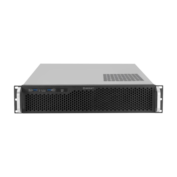 Caja Rack 19" Unykach 2u Sin Fuente Negro Plata 8 Bahias Int 1xusb2.0 1xusb3.0 1xusb-c