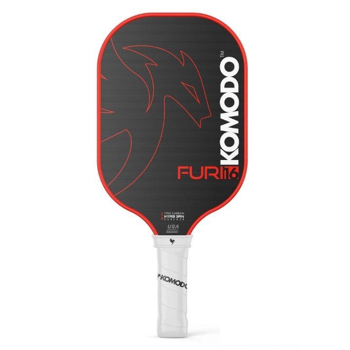Pala Pickleball Komodo Furi Red 16mm Superficie Carbono T700 Crudo , Nucleo Hexagonal Polipropileno Honeycomb Alta Densidad
