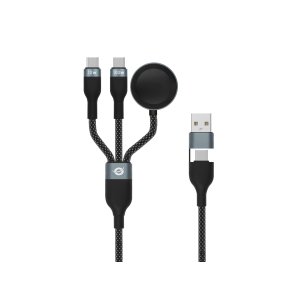 Cable Usb-c 3in1 1.5m Conceptronic Etta08b15 100w  2xusb-c 1x Cargador Apple Watch Usb 2.0 5a E-mark