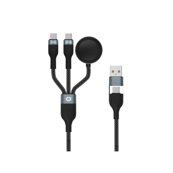 Cable Usb-c 3in1 1.5m Conceptronic Etta08b15 100w  2xusb-c 1x Cargador Apple Watch Usb 2.0 5a E-mark