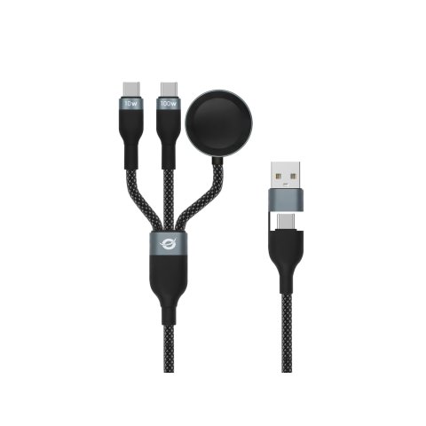 Cable Usb-c 3in1 1.5m Conceptronic Etta08b15 100w  2xusb-c 1x Cargador Apple Watch Usb 2.0 5a E-mark