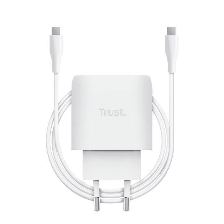 Cargador Usb Gan Trust Maxo 45w Pd 1xusb-c Ultra Small Cable Usb-c 2m Blanco